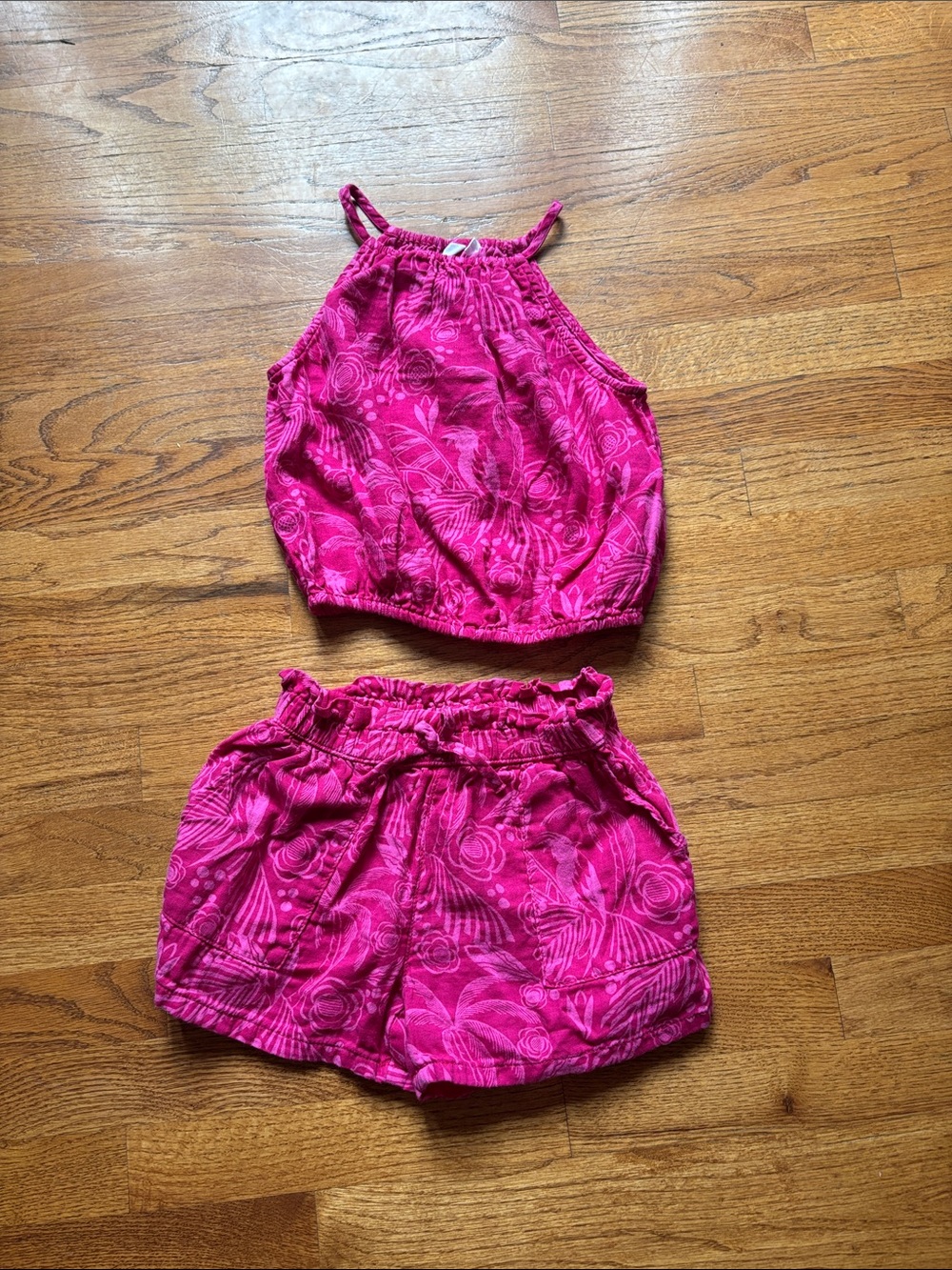 GAP Kids Hot Pink Floral Elastic Waist Shorts Set